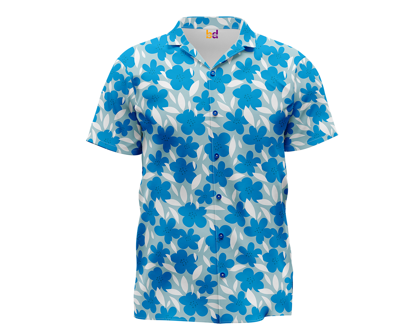 Bold Blue Flowers Hawaiian Shirt