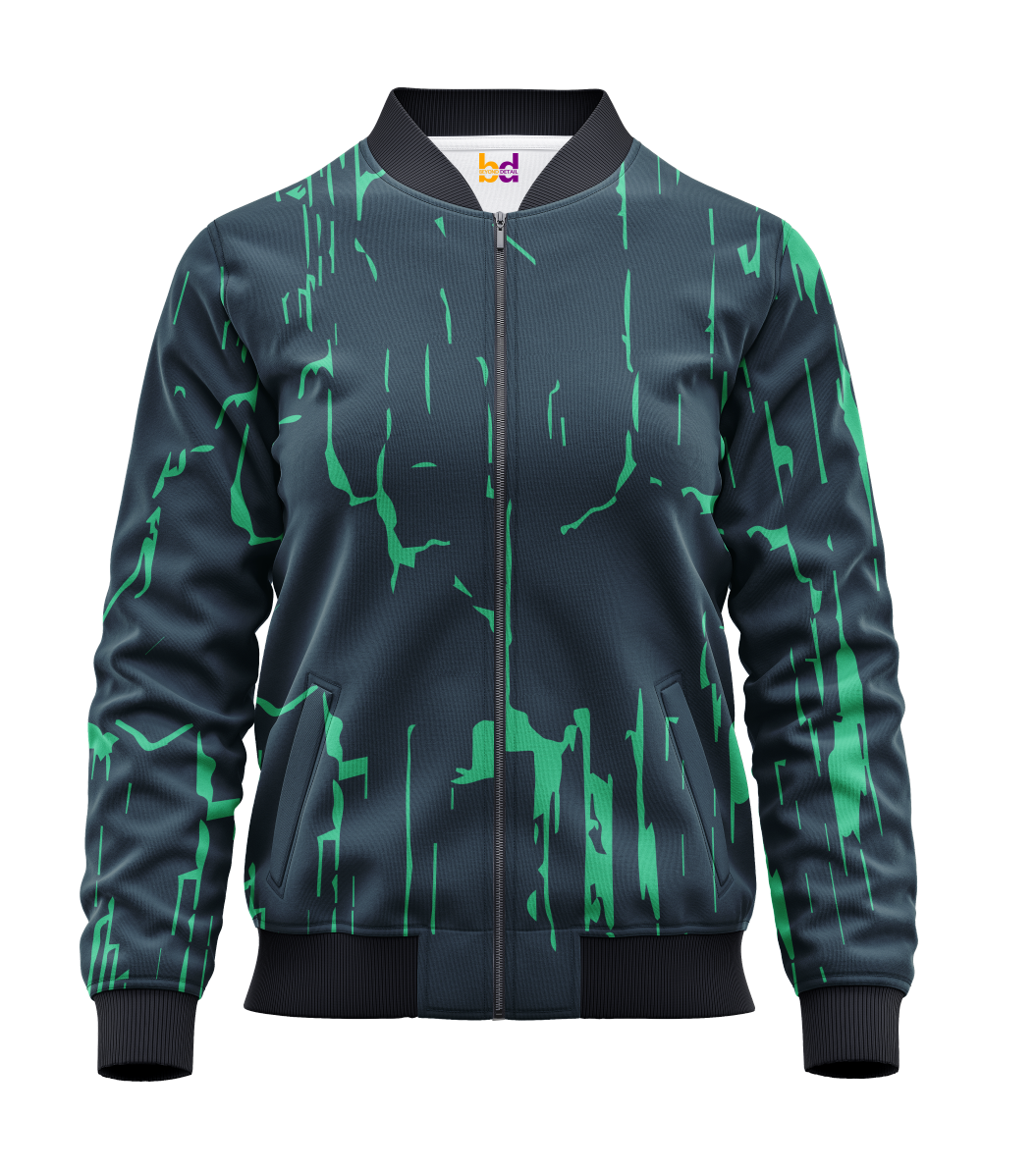 Green Grunge Bomber Jacket