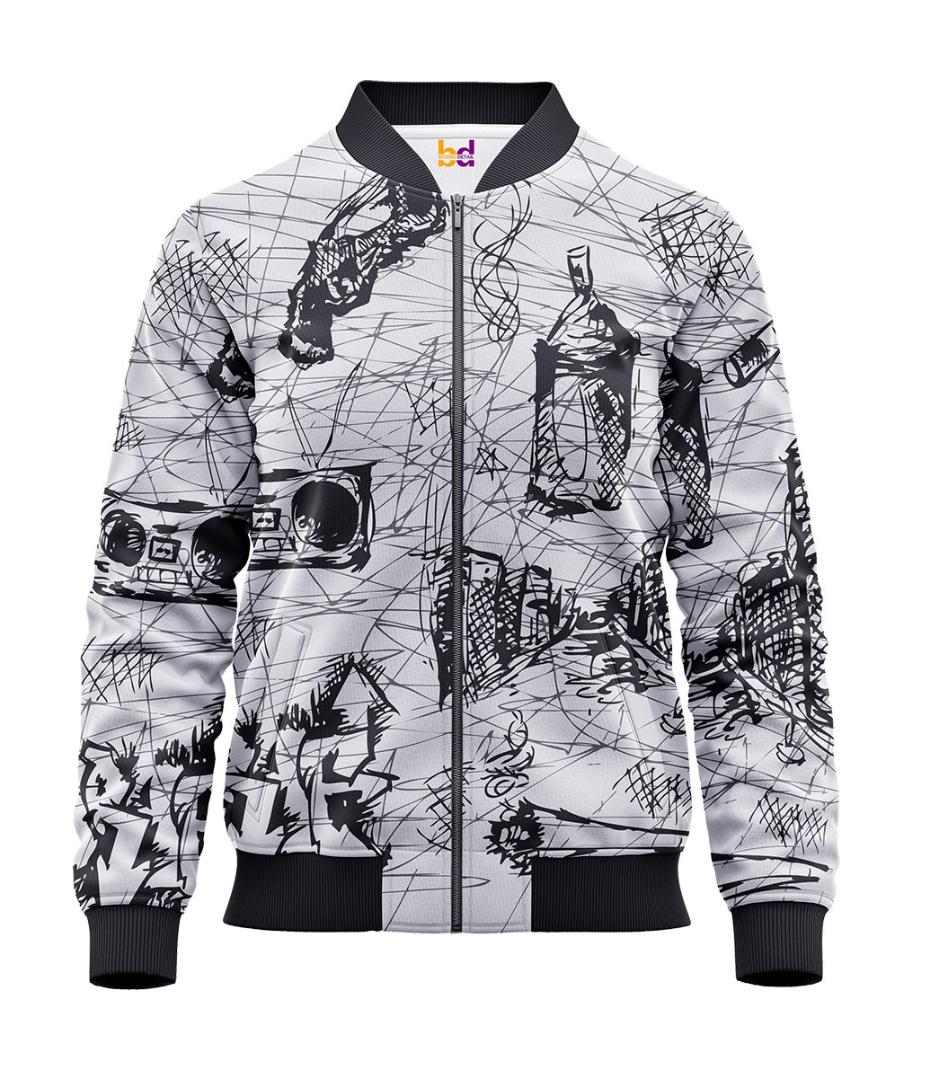 Hand Drawn Graffiti Bomber Jacket