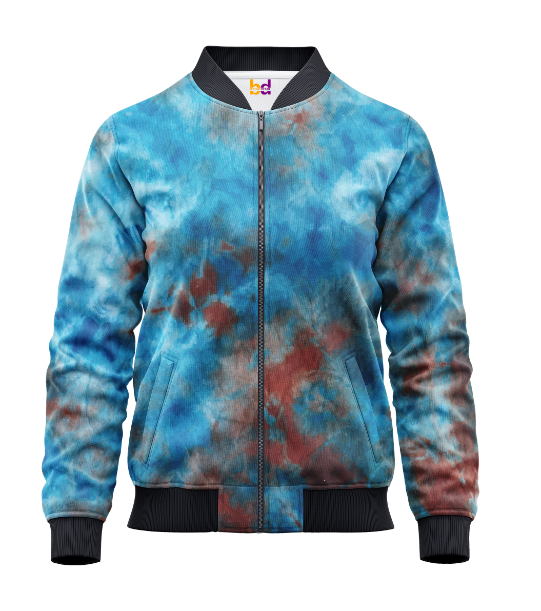 Red Blue Watercolor Bomber Jacket Pakistan - all-over printed jacket by Beyond Detail