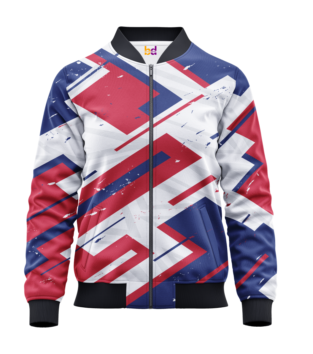 Red Blue White Bomber Jacket