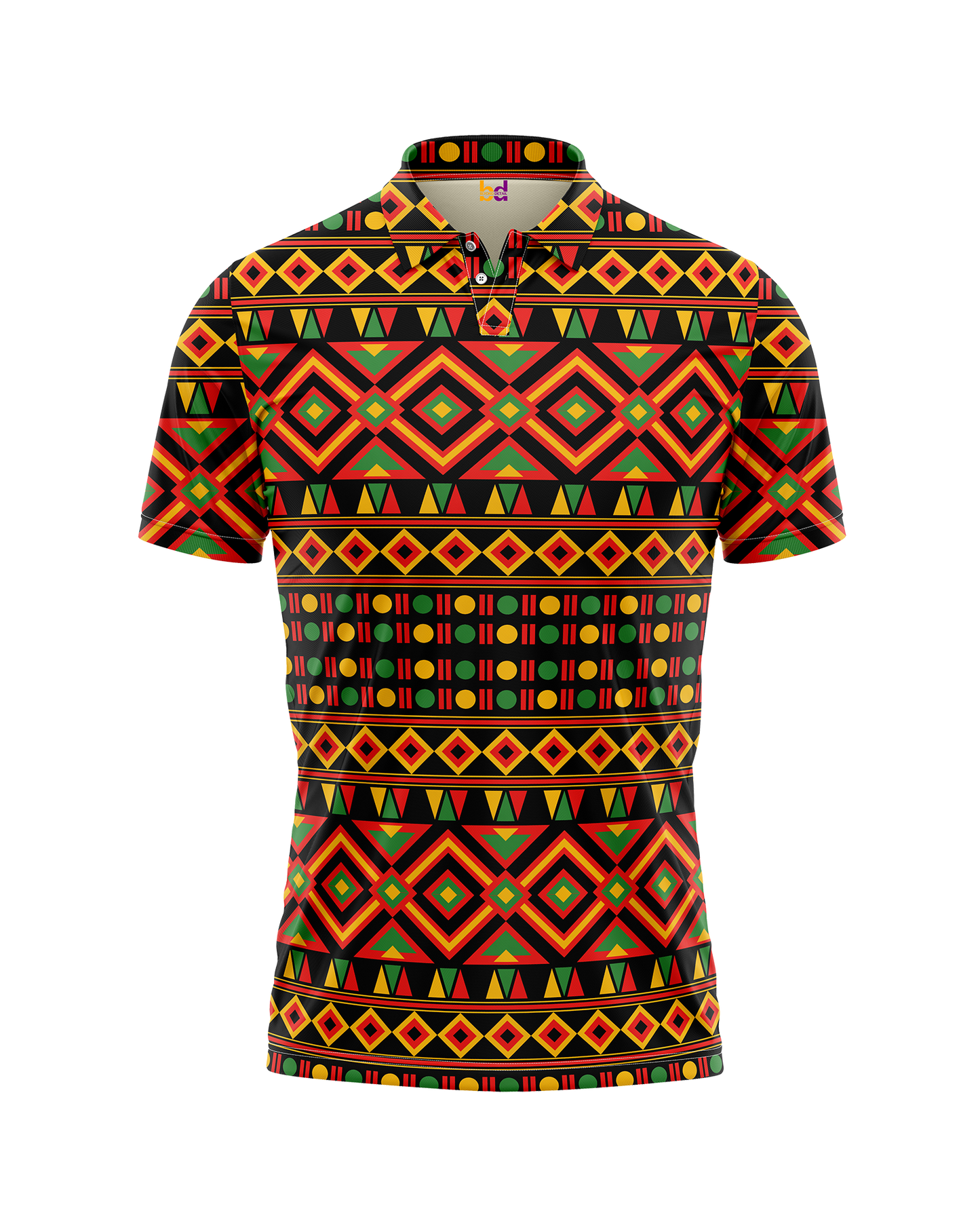African Black Pattern Polo