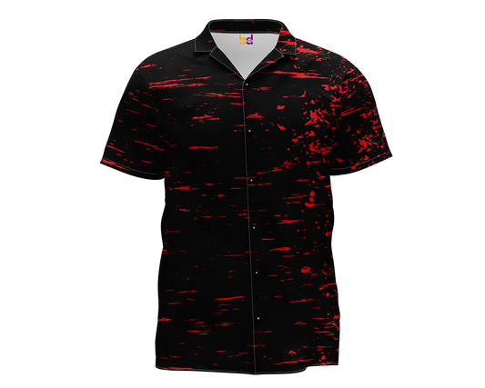 Black Red Splash Hawaiian Shirt