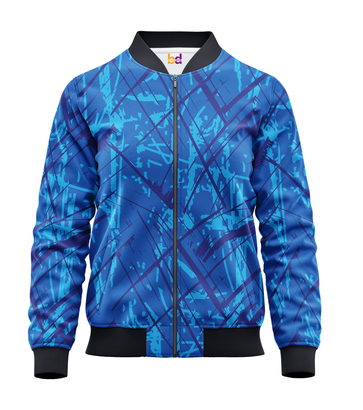 Blue Sketches Bomber Jacket — all-over print, view 3