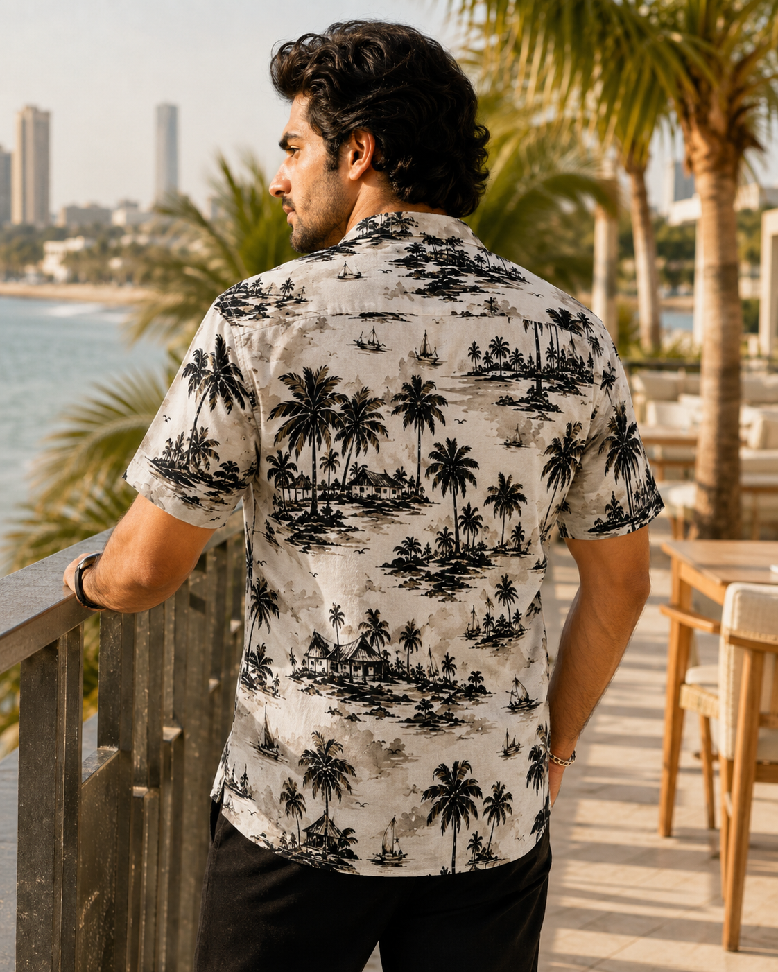 Monochrome Island Hawaiian Shirt