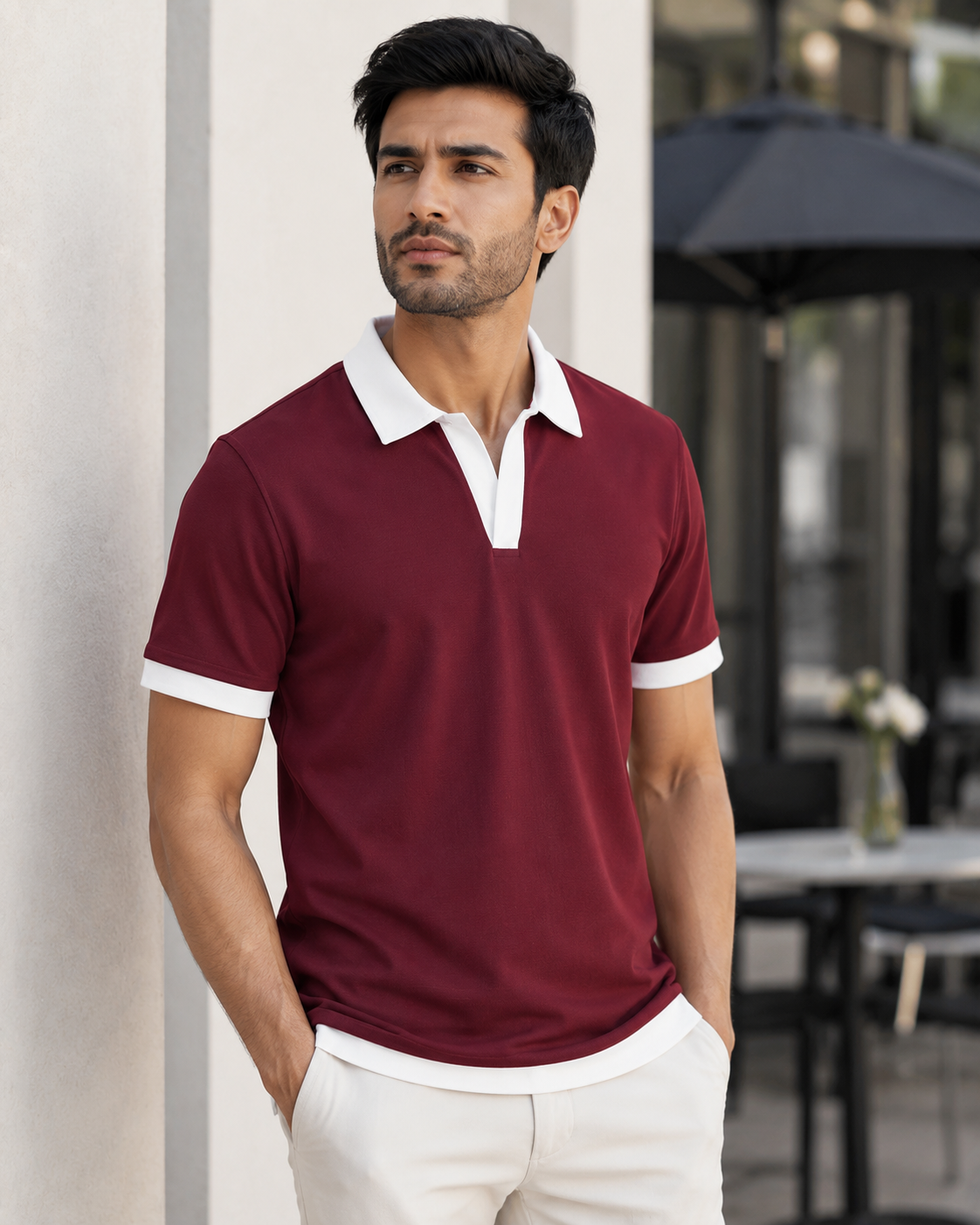 V Neck Maroon - Hand Crafted