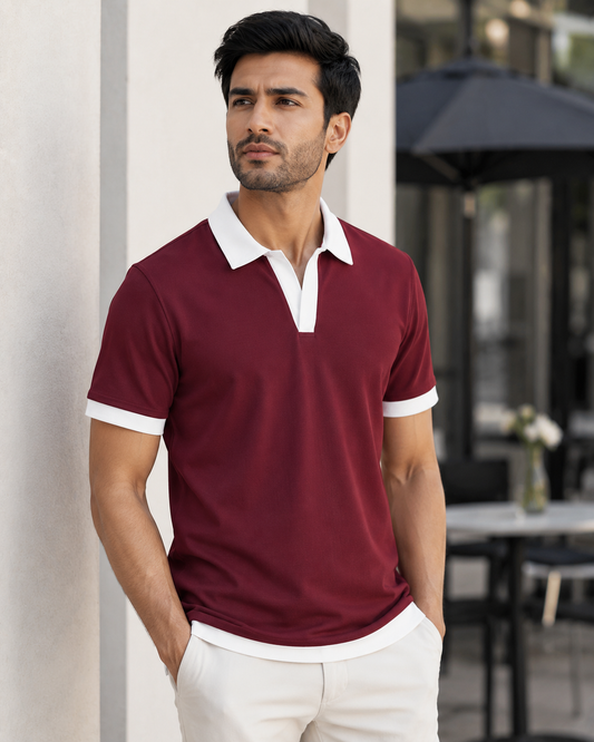 V Neck Maroon – Hand Crafted