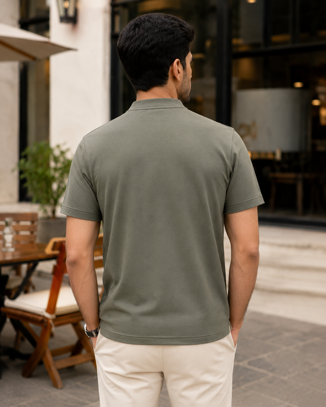 Mandarin Collar Polo Grey – Hand Crafted