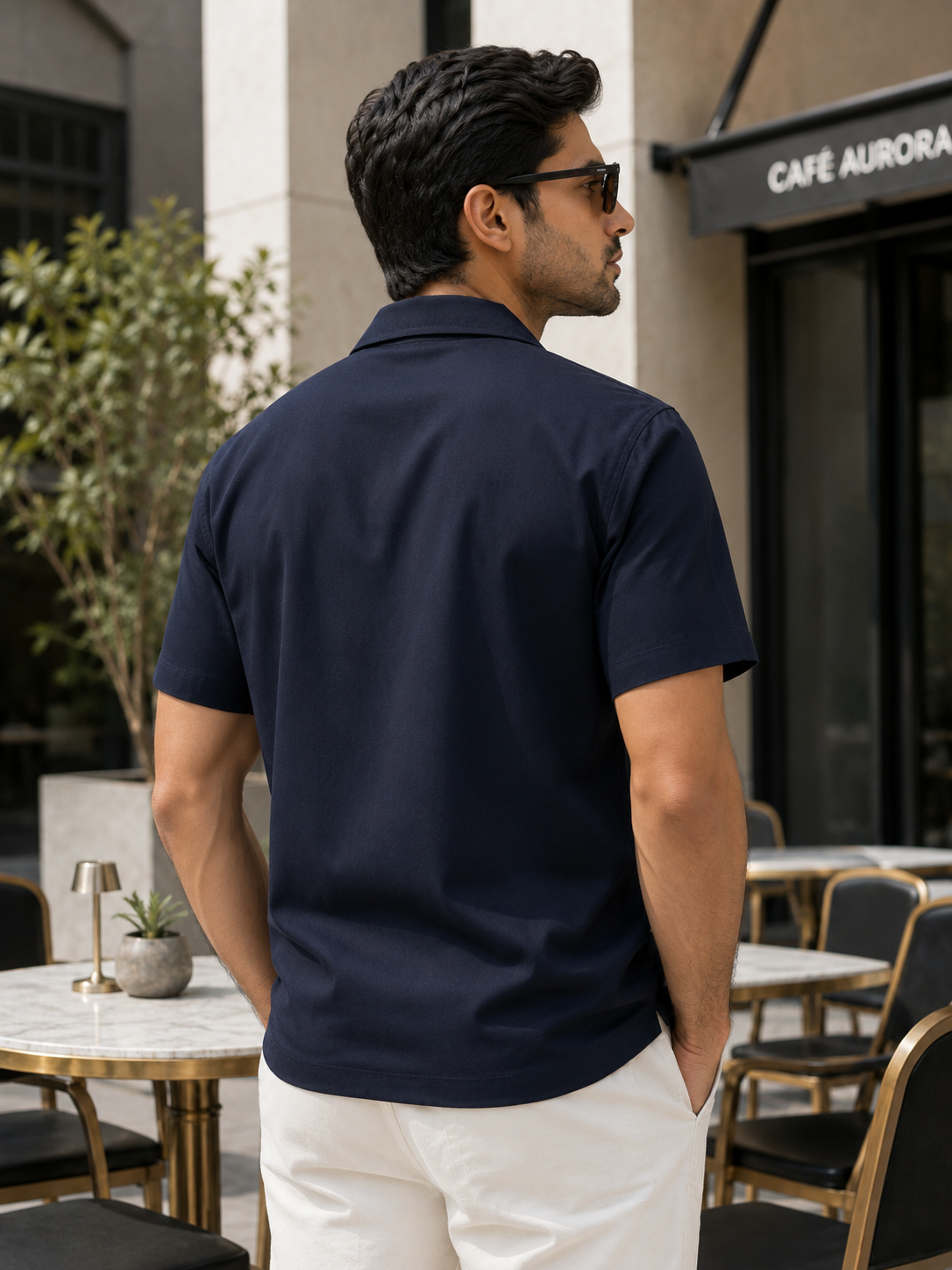 Hawaiian Style Navy Blue – Hand Crafted — all-over print, view 2