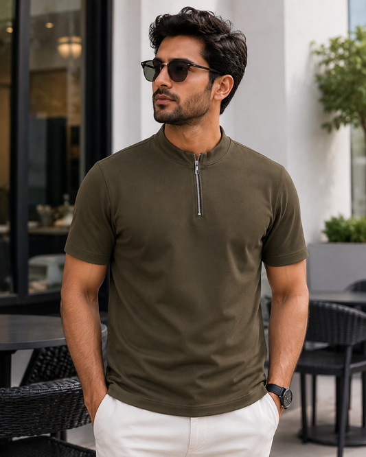 Quarter Zip Olive Green – Hand Crafted
