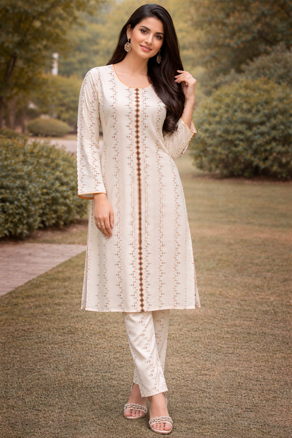 Faded Ethnic 2 Piece Ladies Suit