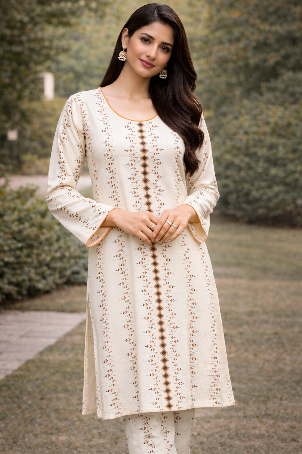 Faded Ethnic 2 Piece Ladies Suit