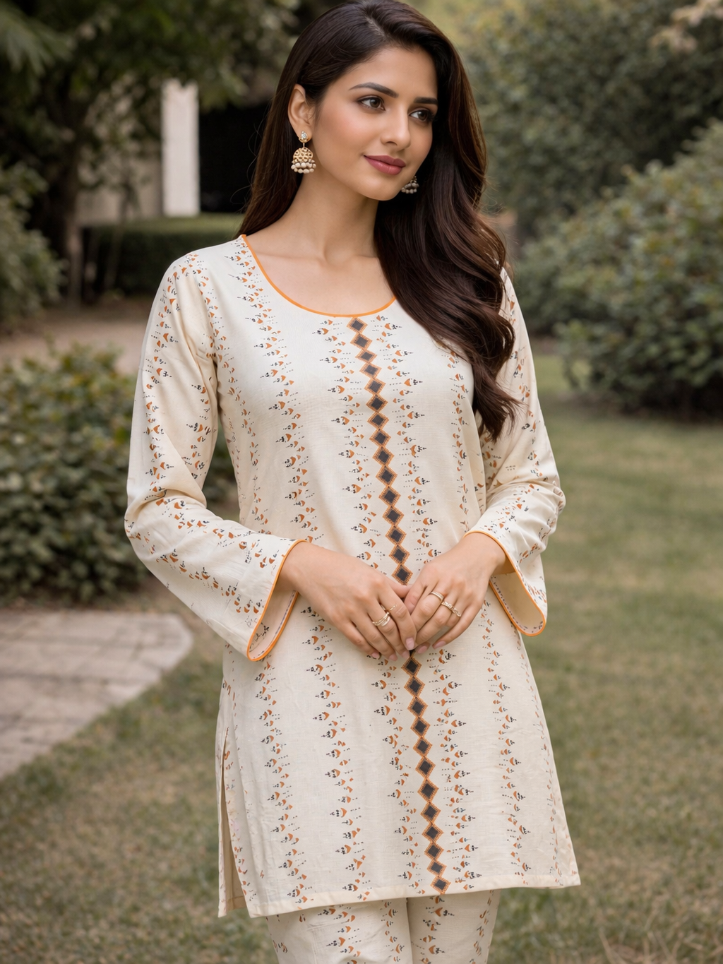 Faded Ethnic 2 Piece Ladies Suit