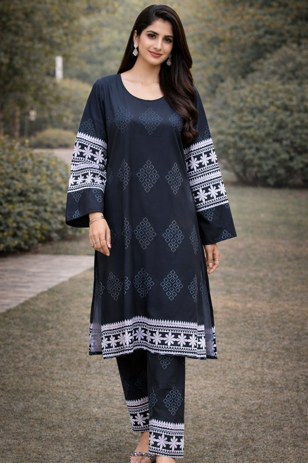 Faded Blocks 2 Piece Ladies Suit