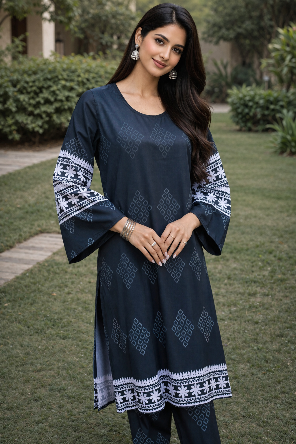 Faded Blocks 2 Piece Ladies Suit
