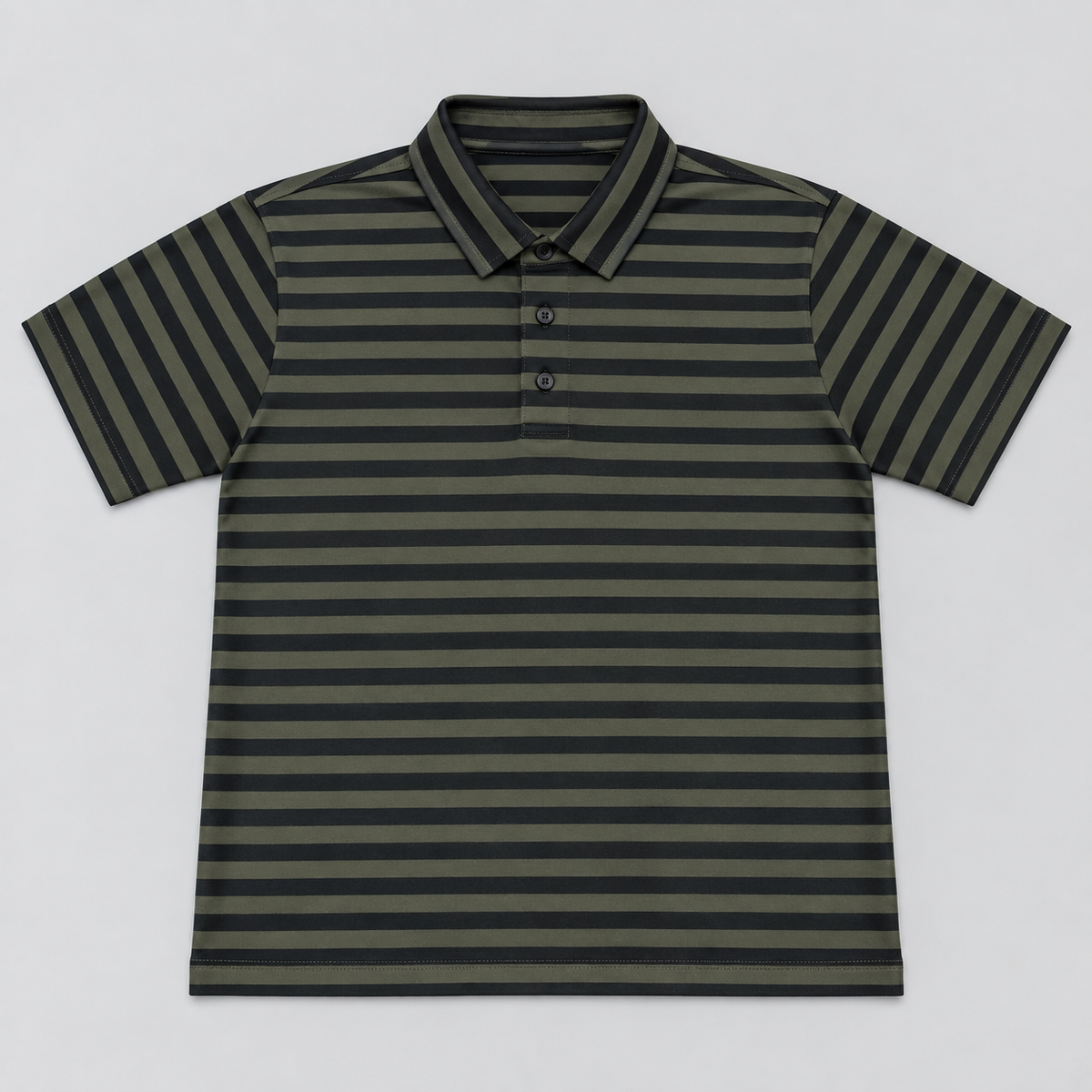 Olive and Black Striped Polo - Hand Crafted