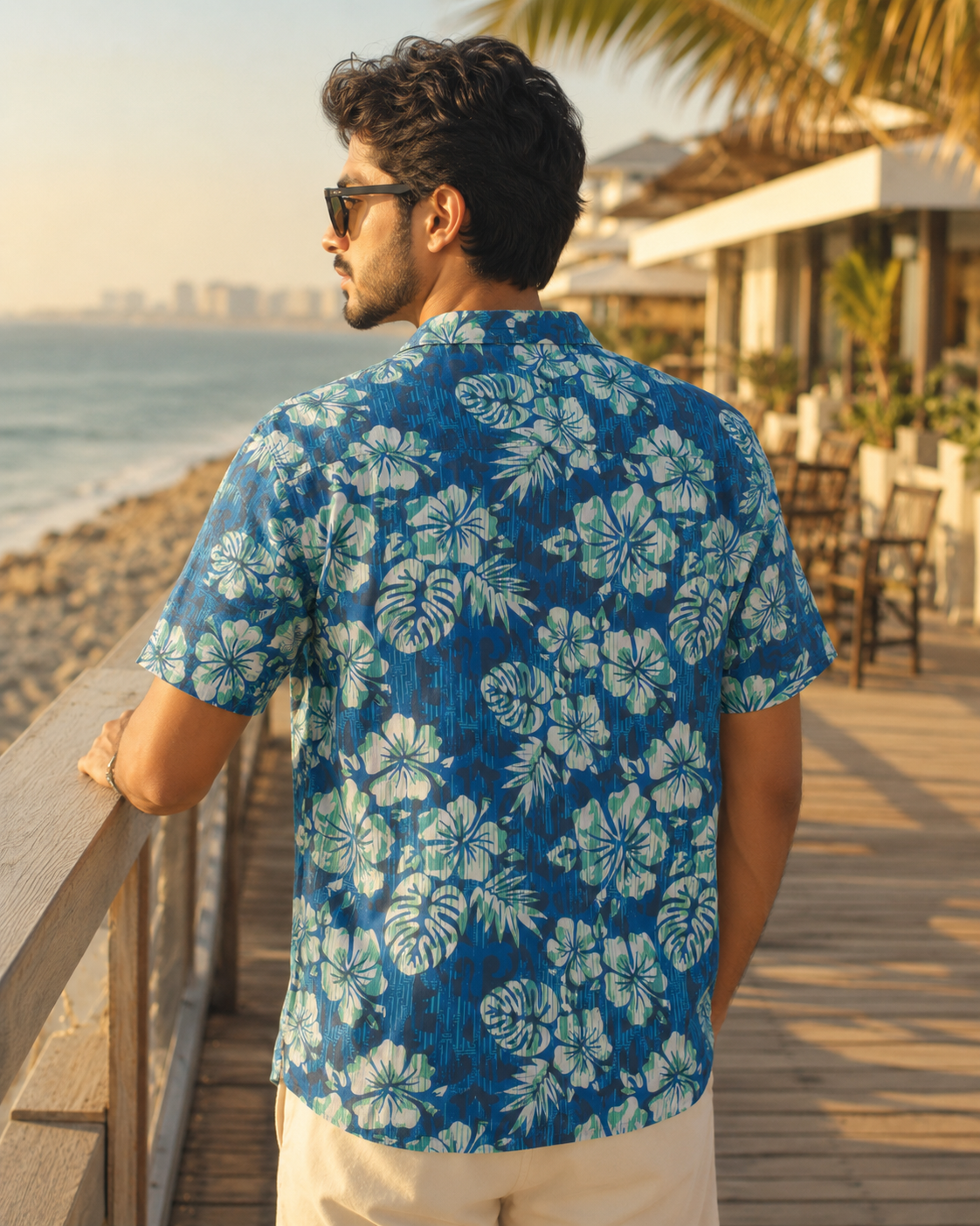Blue Flowers Hawaiian Shirt