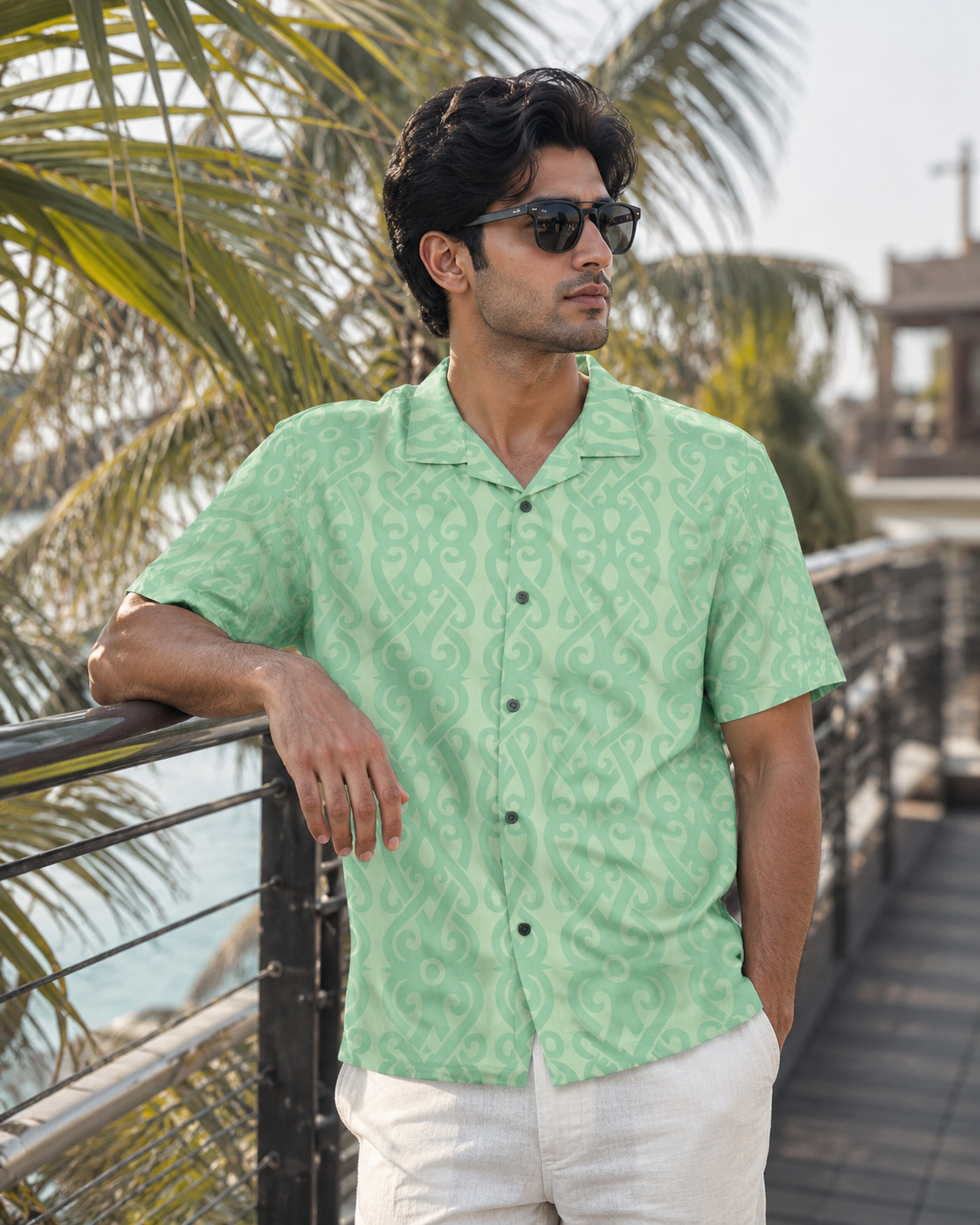 Mint Green Hawaiian Shirt