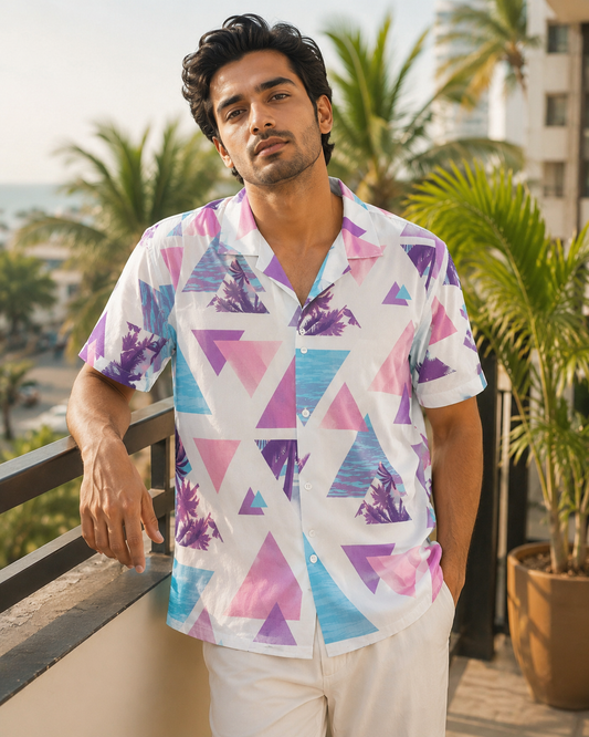 Geometric Palm Tree Hawaiian Shirt