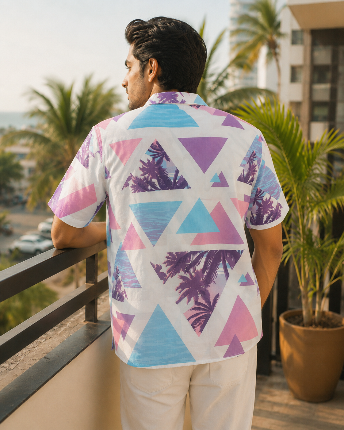 Geometric Palm Tree Hawaiian Shirt