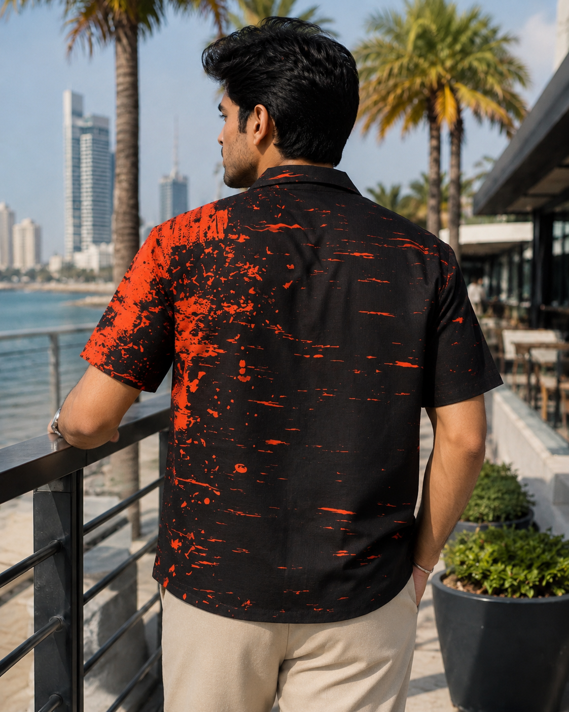 Black Red Splash Hawaiian Shirt