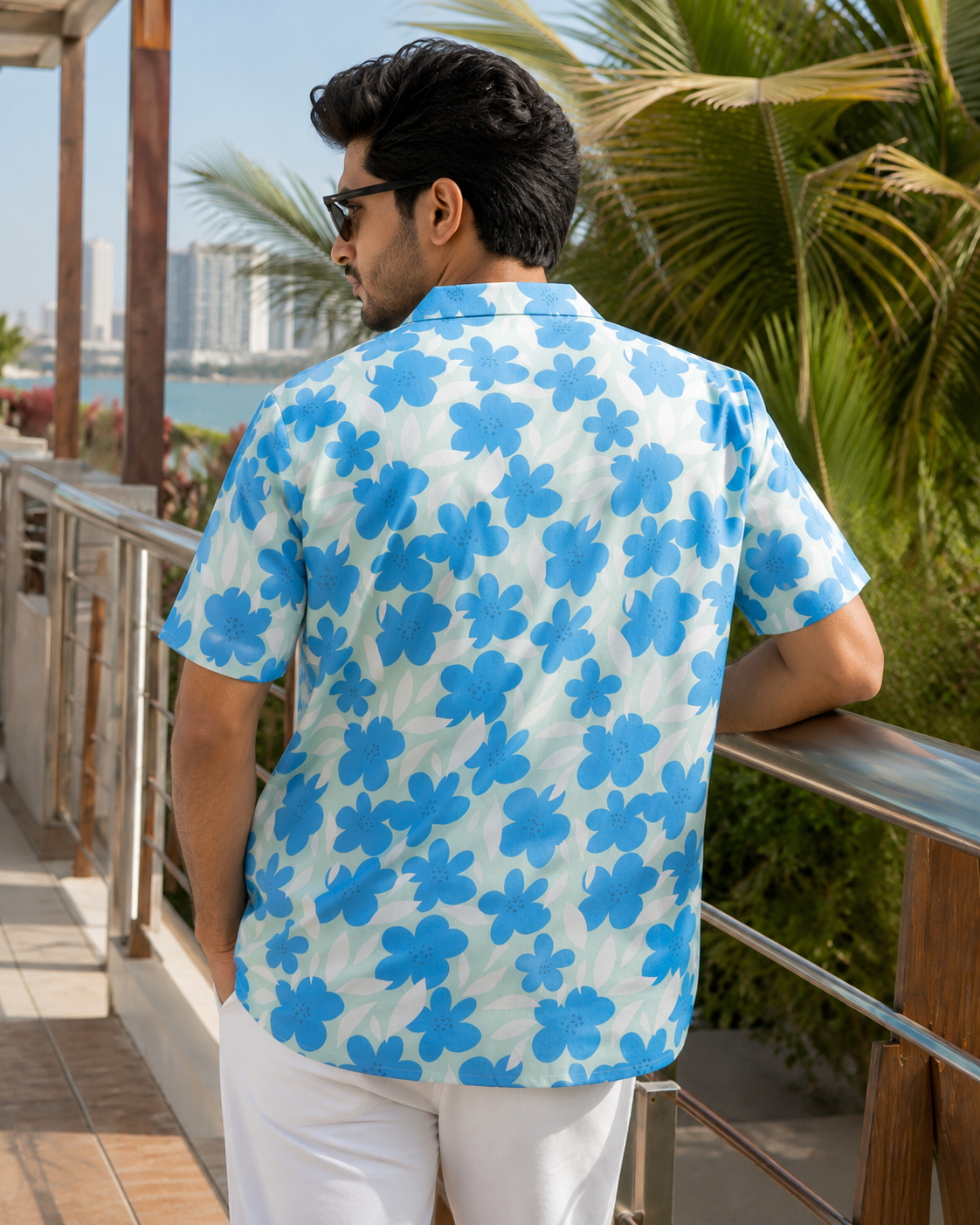 Bold Blue Flowers Hawaiian Shirt