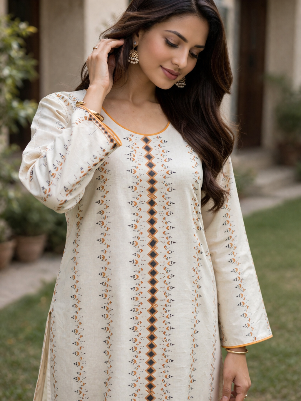 Faded Ethnic 2 Piece Ladies Suit