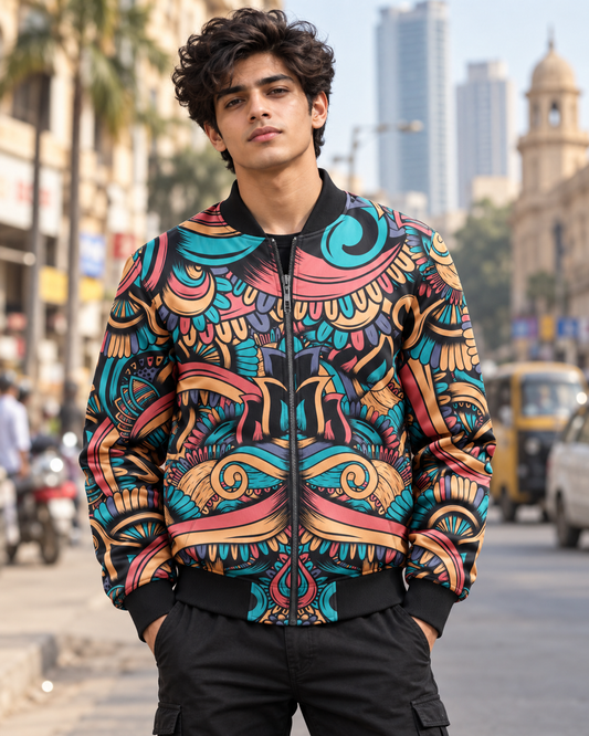 Doodle Bomber Jacket — all-over printed by Beyond Detail Pakistan