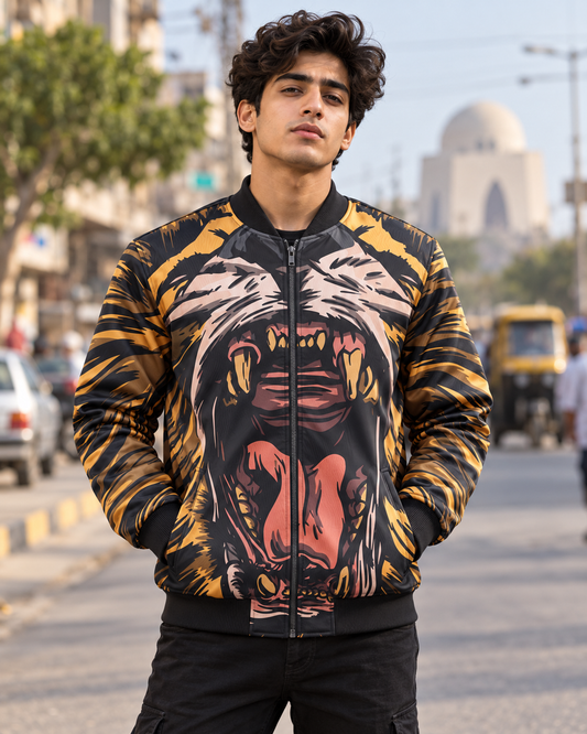 Roar Bomber Jacket — all-over printed by Beyond Detail Pakistan