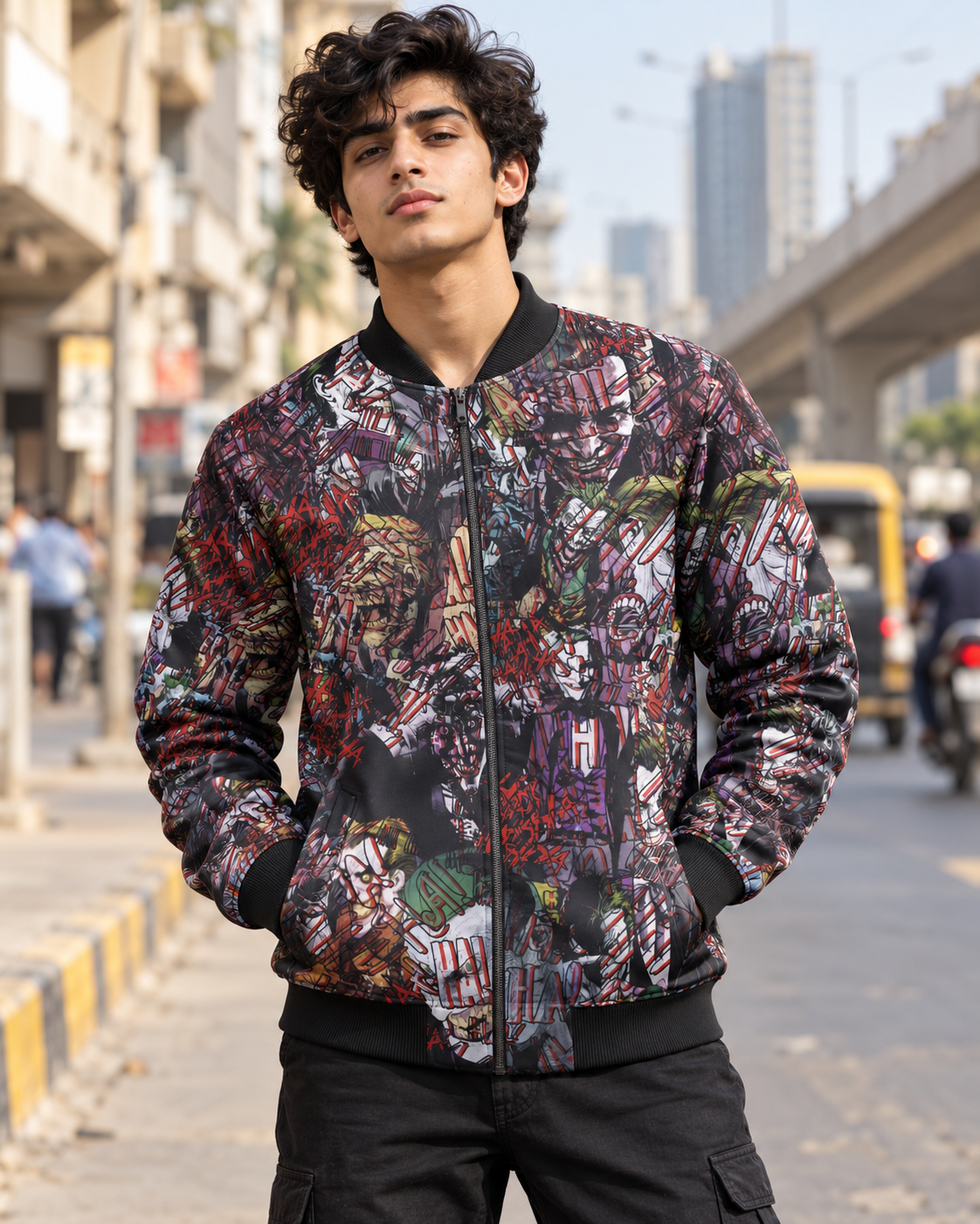 All Joker Bomber Jacket — all-over printed by Beyond Detail Pakistan