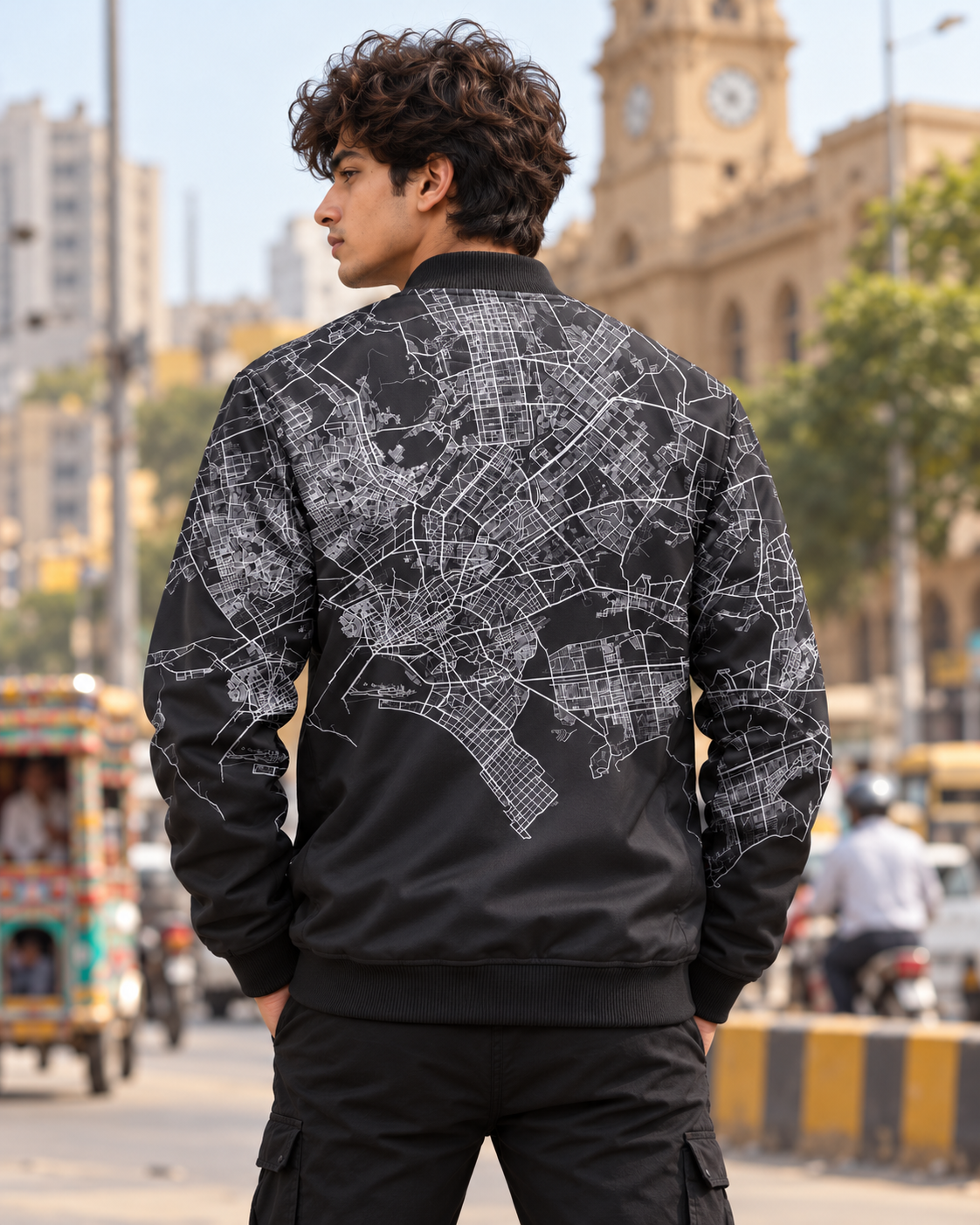 Karachi Bomber Jacket — all-over print, view 2