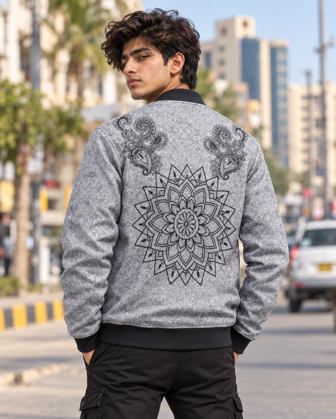 Rangoli Bomber Jacket — all-over print, view 2