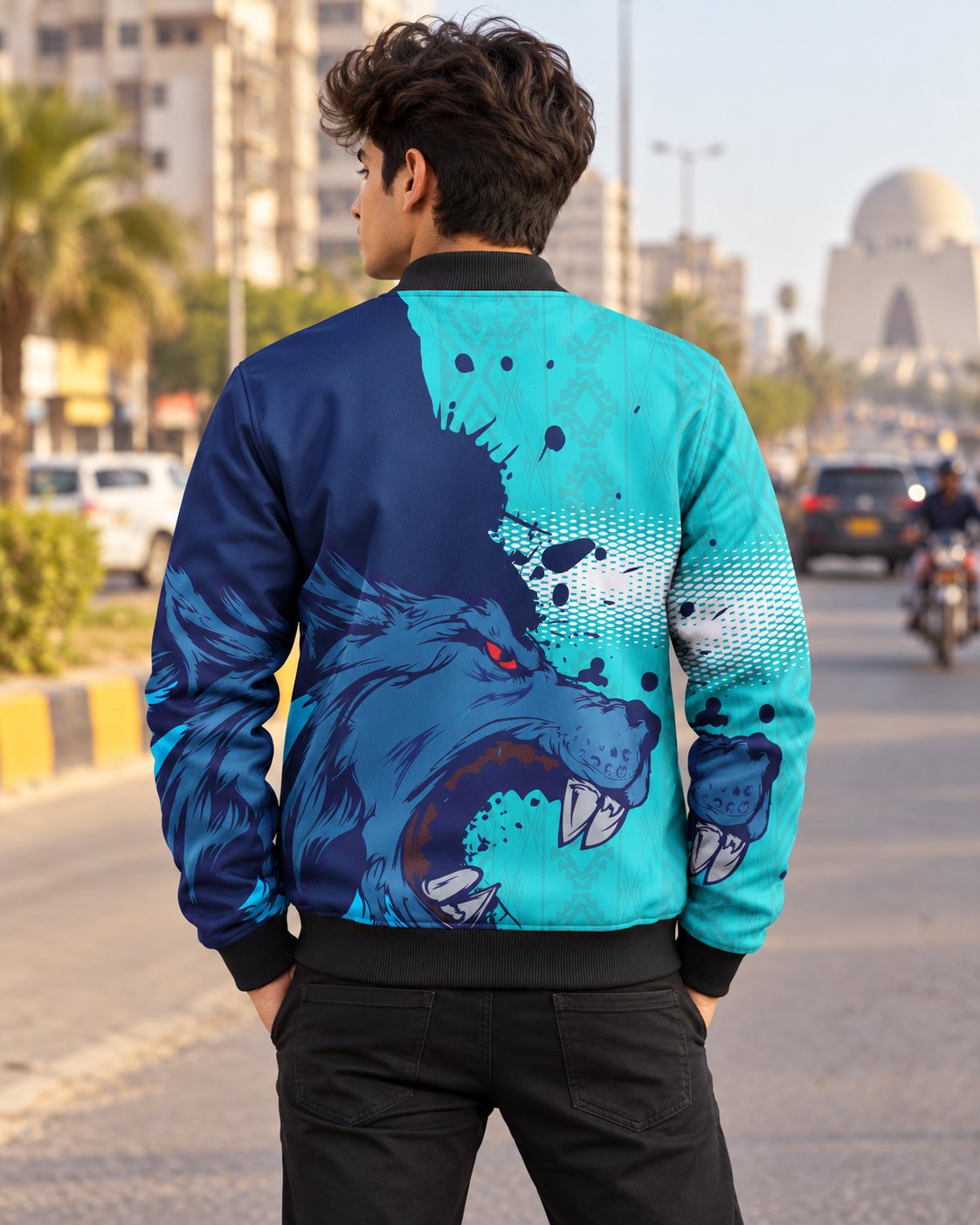 Wolf Bomber Jacket — all-over print, view 2