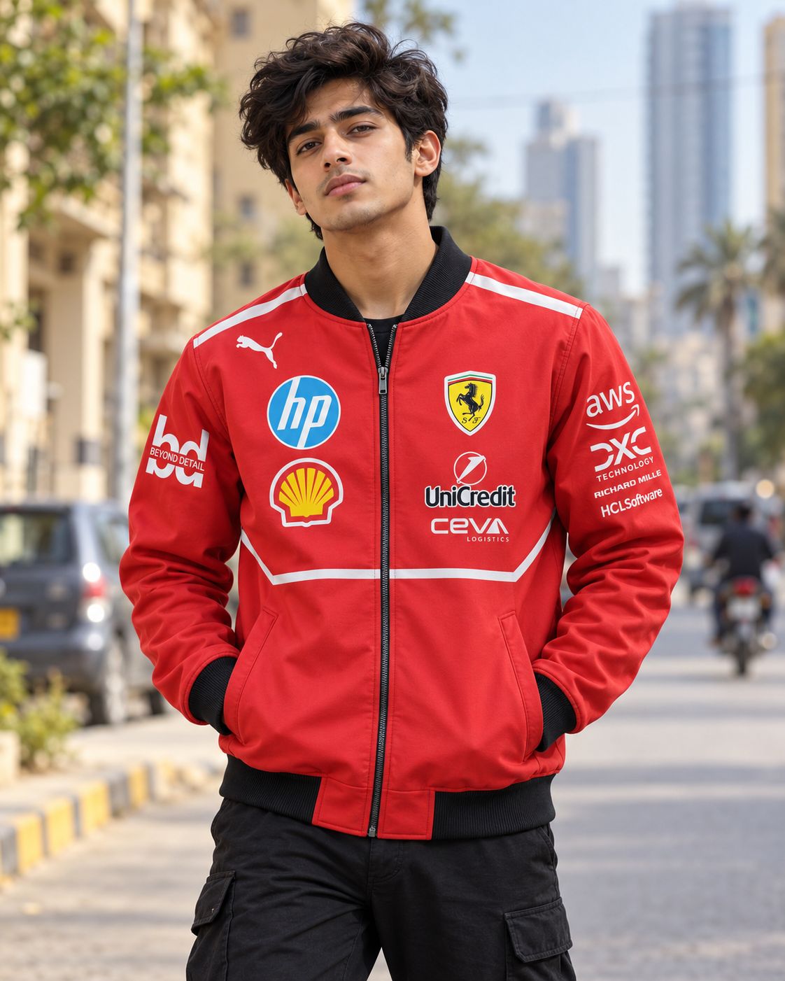Ferrari Bomber Jacket — all-over printed by Beyond Detail Pakistan