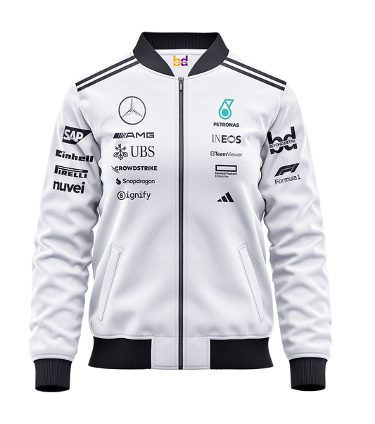 Formula 1 White Bomber Jacket