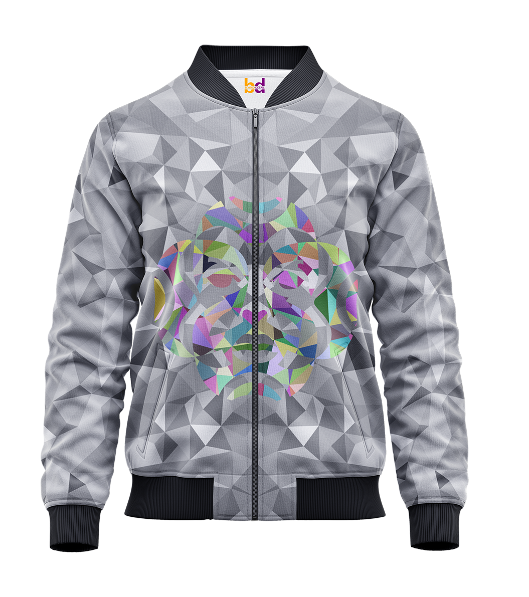 Geometrical Abstract Face Bomber Jacket