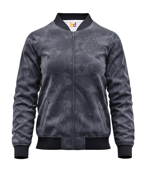 Gray Abstract Bomber Jacket