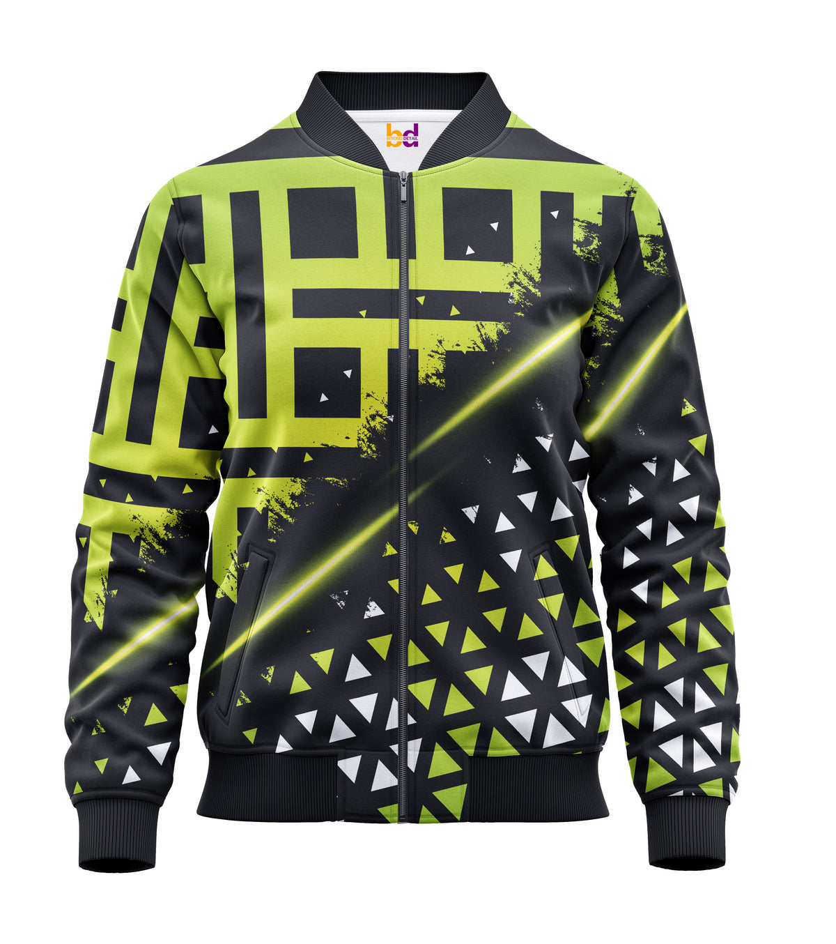 Green Spark Bomber Jacket — all-over print, view 3