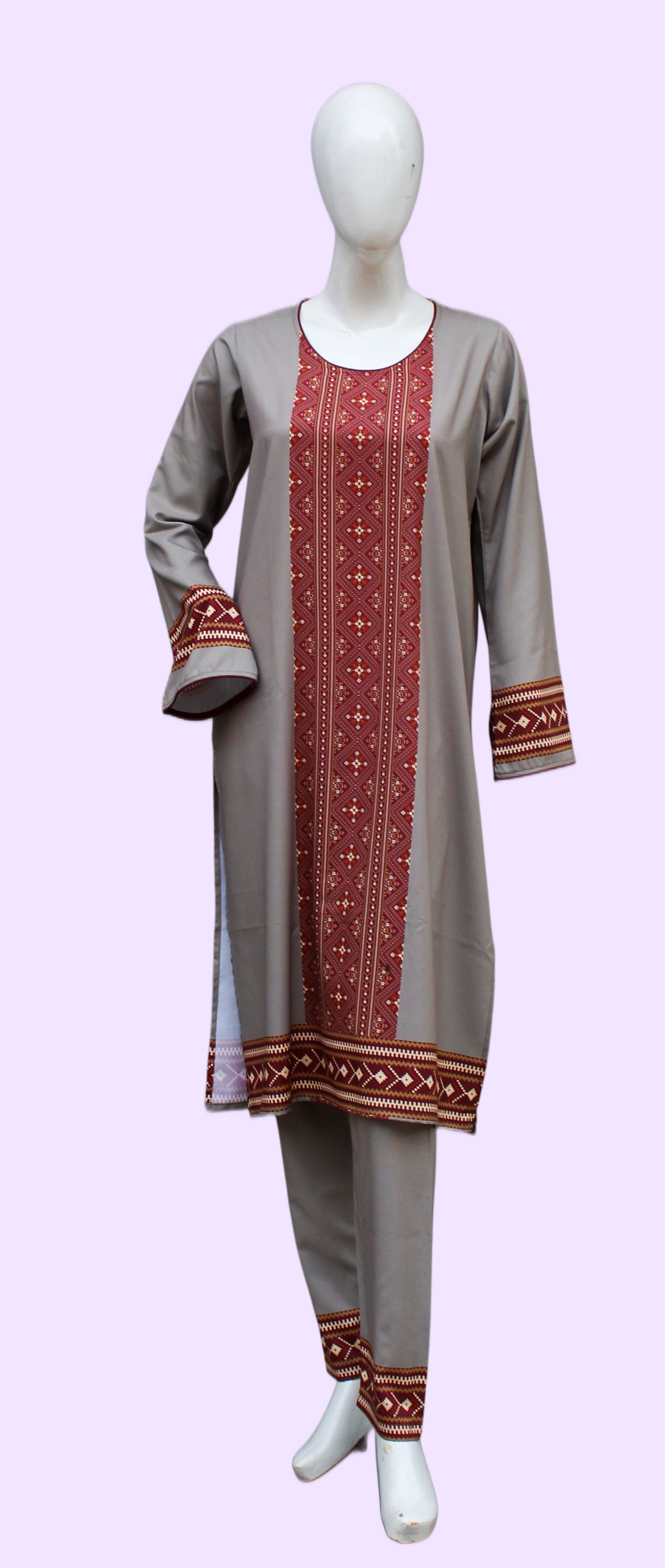 Grey Ethnic 2 Piece Ladies Suit