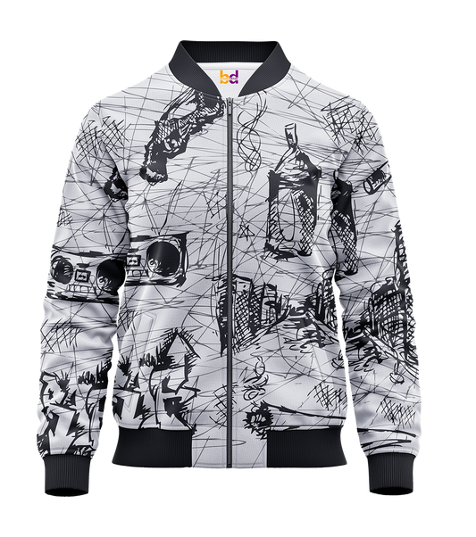 Hand Drawn Graffiti Bomber Jacket