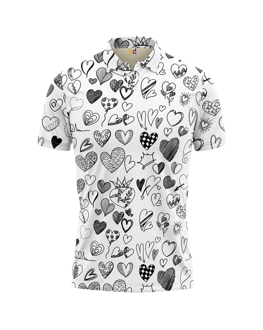 Hearts Sketch Polo