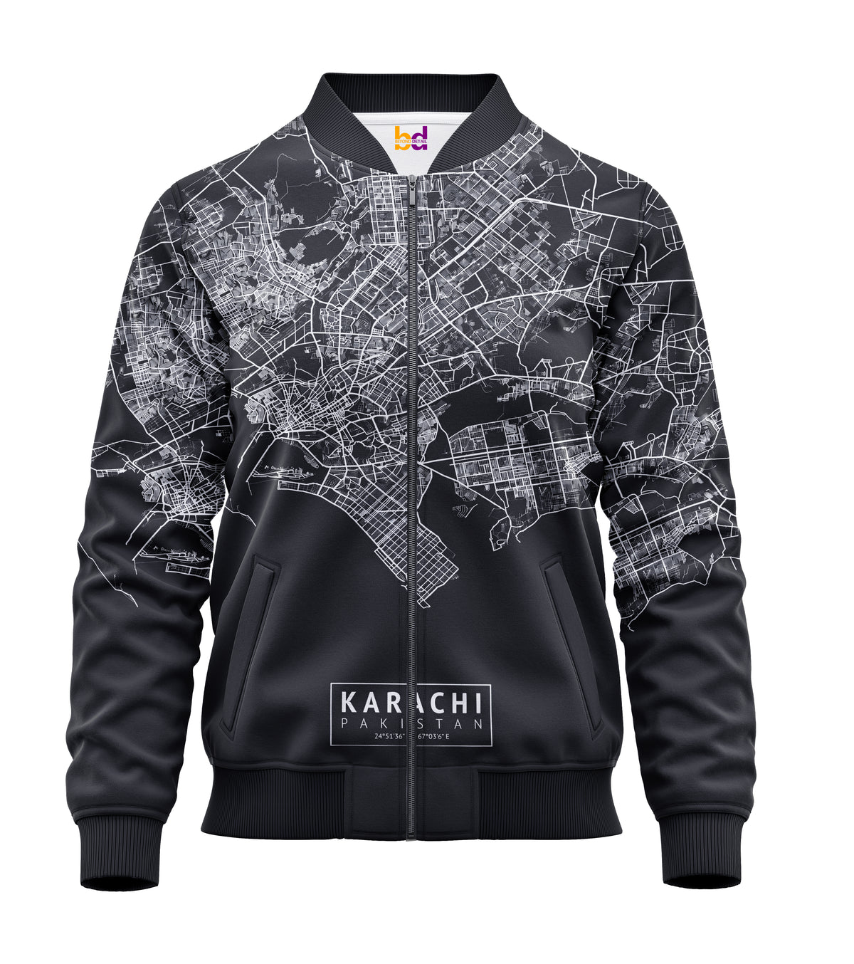Karachi Bomber Jacket — all-over print, view 3