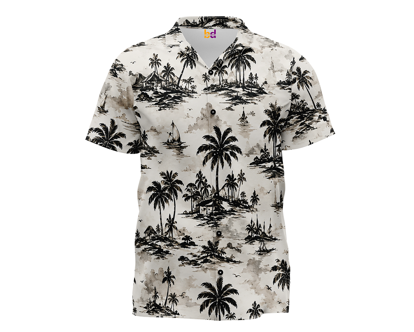 Monochrome Island Hawaiian Shirt