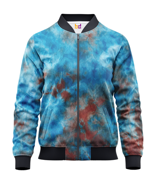 Red Blue Watercolor Bomber Jacket