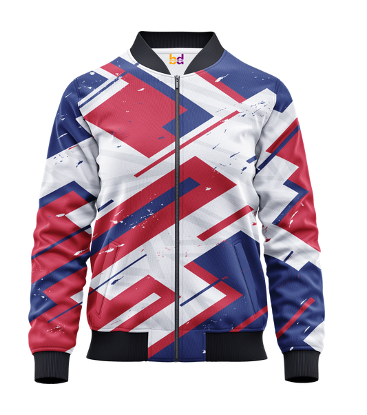 Red Blue White Bomber Jacket