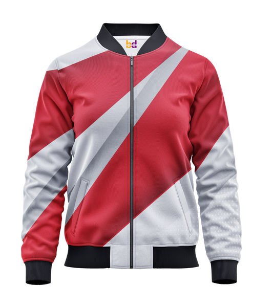 Red and White Stripes Bomber Jacket