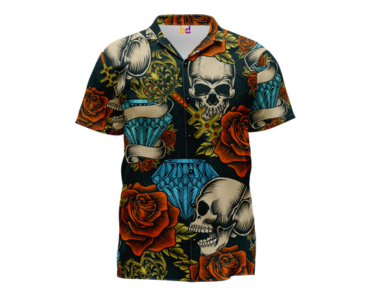 Skull Diamond Rose Hawaiian Shirt