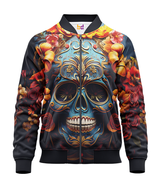 Sugar Skull Flowers Bomber Jacket