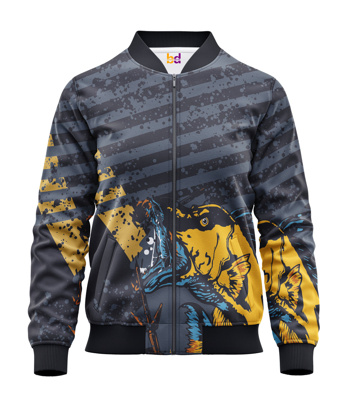 Teeth Fish Bomber Jacket — all-over print, view 3