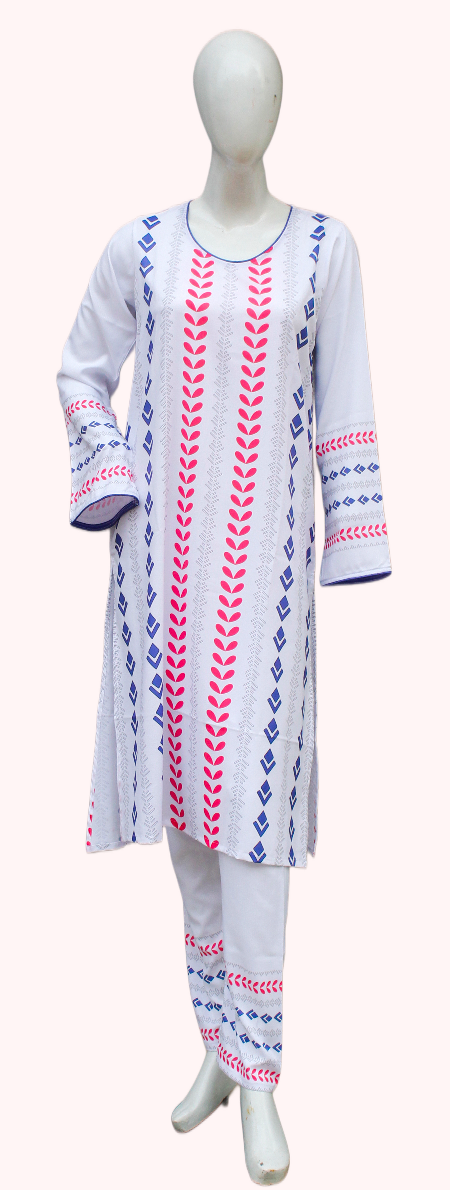 White Ethnic 2 Piece Ladies Suit